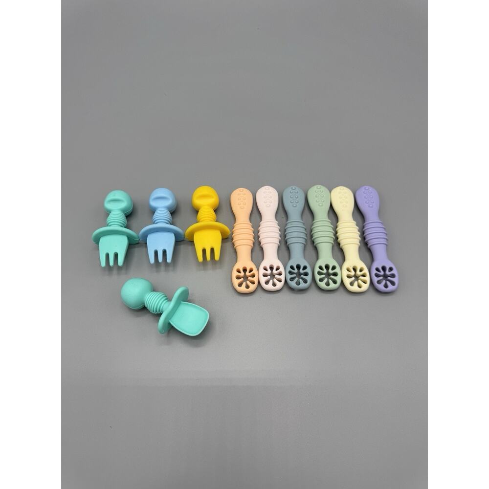 Soft Silicone Miniβ Forks Spoons Utensils Baby Toddler Multicolor Lot Of 10